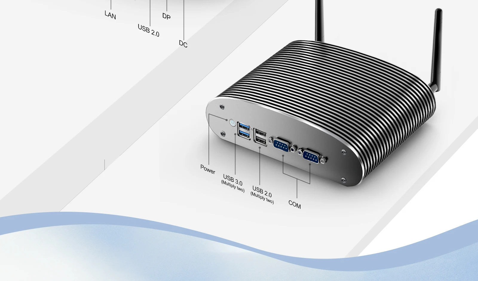 Мини-ПК Chatreey MR02 оснащен двумя портами USB 3.0 и двумя портами USB 2.0, двумя COM-портами и богатым набором интерфейсов для удовлетворения большего числа потребностей.