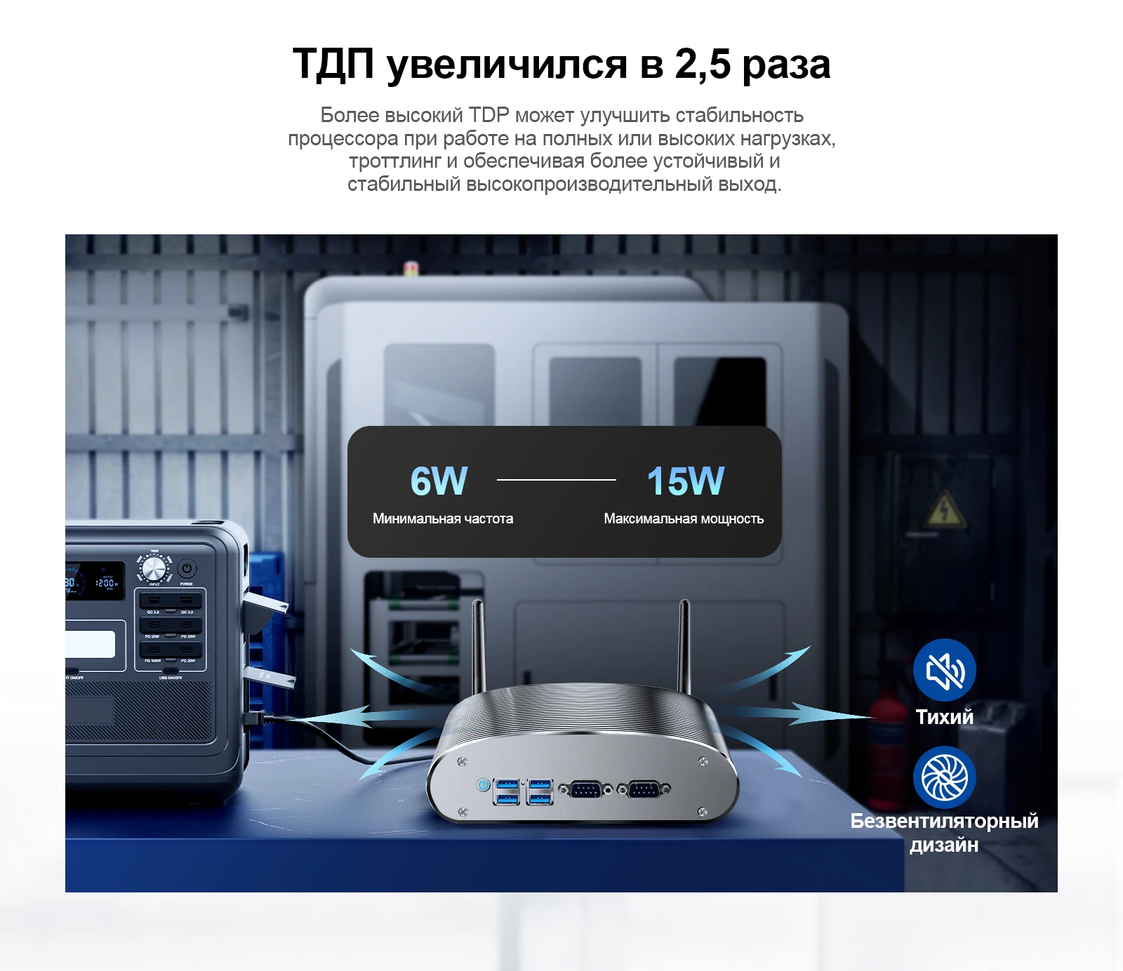 Мини-ПК Chatreey MR02 с максимальной мощностью 15 Вт, более низким энергопотреблением и более высокой эффективностью.