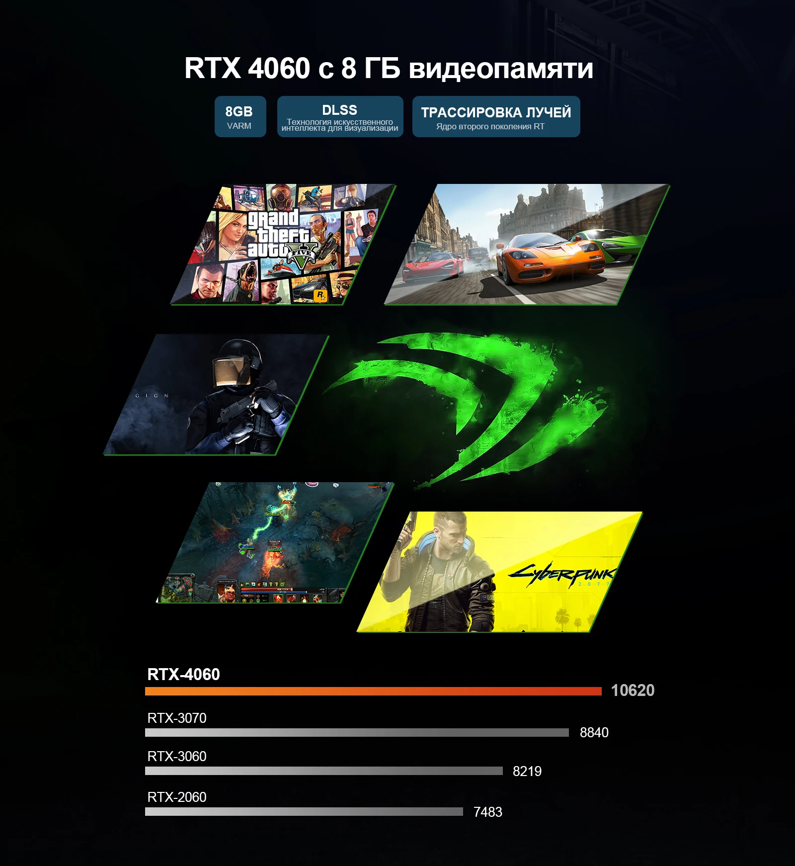 Chatreey TANK Mini PC оснащен мощной видеокартой RTX 4060 8GB, которая поддерживает эффективную технологию трассировки лучей и возможности рендеринга AI. С добавлением видеокарты RTX 4060 8GB этот Mini PC отлично справляется с задачами, требующими интенсивной графики, обеспечивая превосходное качество рендеринга как для игровых визуальных эффектов, так и для творческой работы.