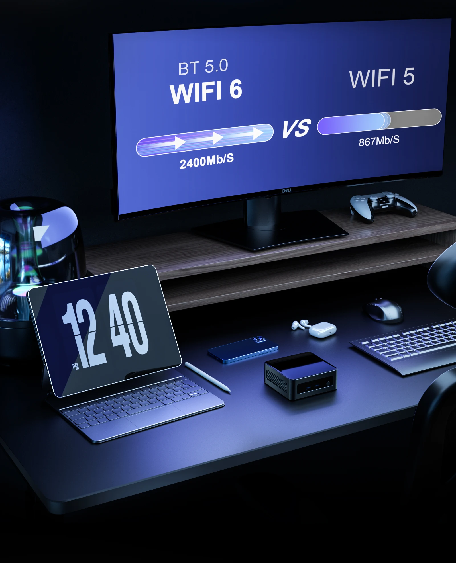 Мини-ПК Chatreey AN2P оснащен модулем WiFi 6, поддерживающим скорость до 9,6 Гбит/с, что обеспечивает более высокую скорость и улучшенную производительность сети по сравнению с WiFi 5.