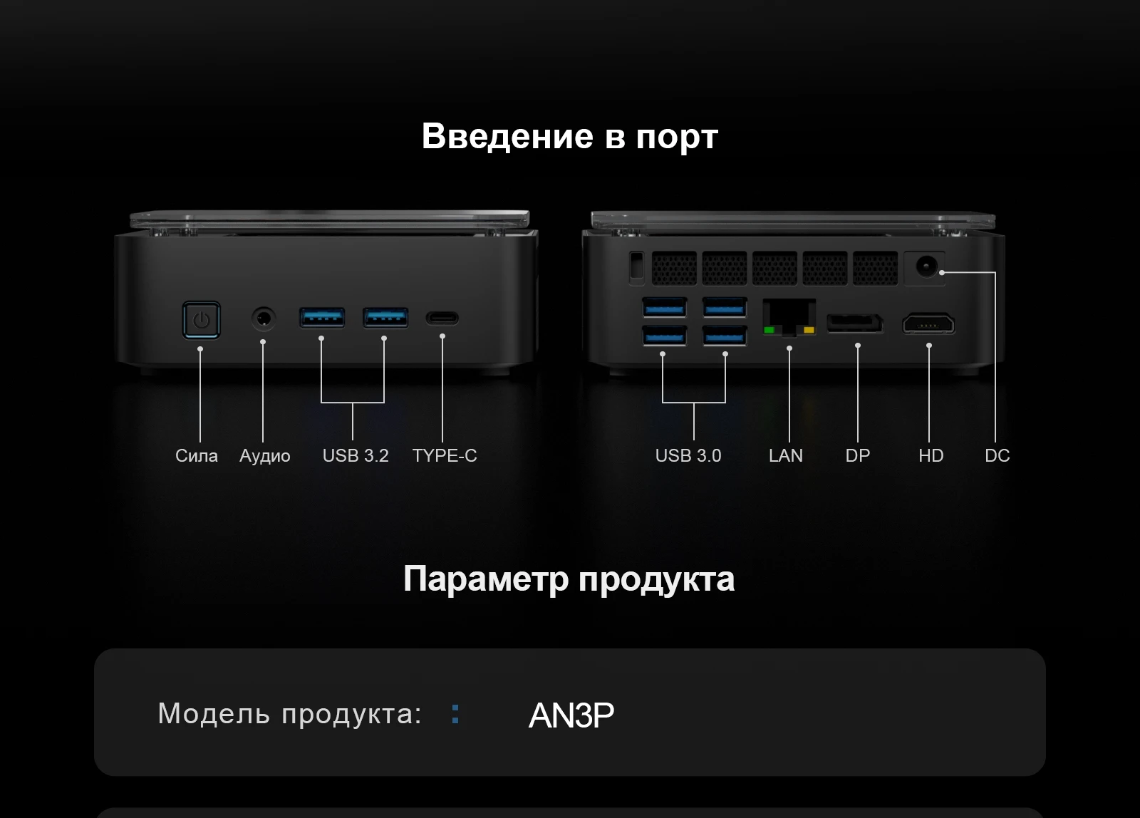 Chatreey AN3P предлагает широкий спектр интерфейсов: 4 порта USB 3.0, 2 разъема USB 3.0, порт 2.5G Ethernet, разъемы DP + HDMI + TYPE-C и аудиоразъемы, что удовлетворяет самым разнообразным потребностям.